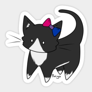 Bisexual Pride Tuxedo Kitty Ear Bow Sticker